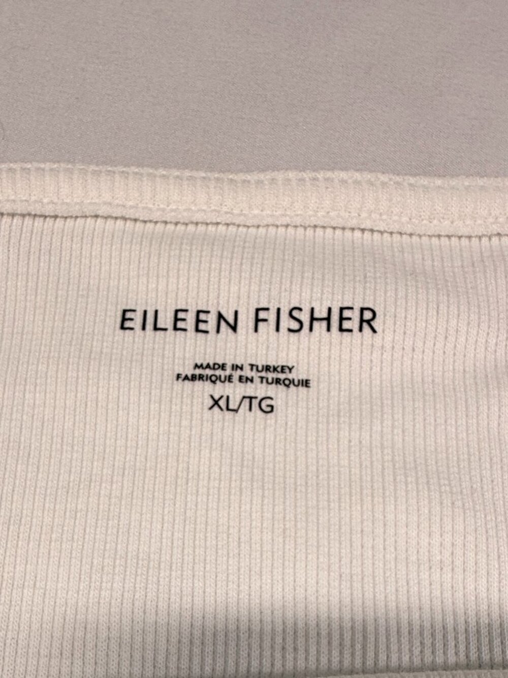 Eileen Fisher White Ribbed Square Neck Tank Top XL Minimalist Layering